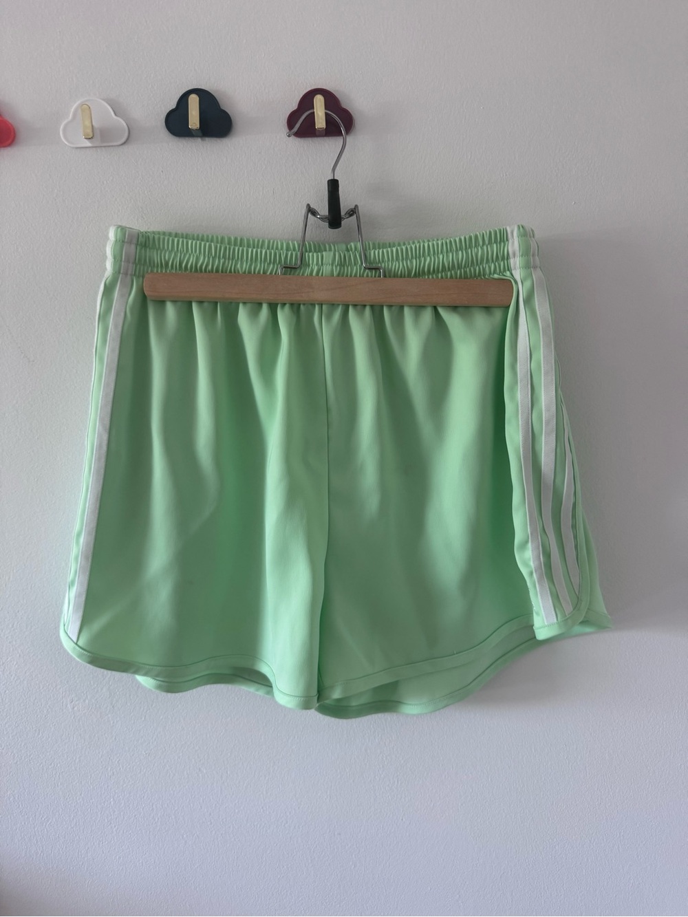 adidas Mint Green Athletic Shorts with White Side Stripes